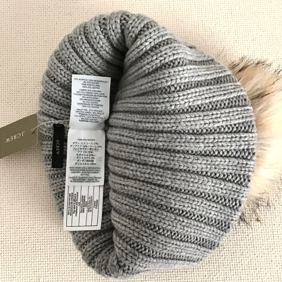 J. CREW Ribbed Beanie With Faux-Fur Pom-Pom - Picture 7 of 7